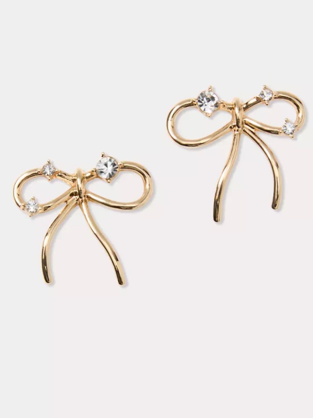 NWT Lilly Pulitzer Tis the Season Gold Bow Earrings with Clear Crystal Accents